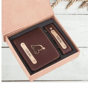 Personalized Leather Wallet and Keychain (Brown) – A Timeless & Thoughtful Gift
