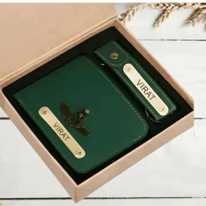 Personalized Leather Wallet and Keychain (Green) – A Stylish & Thoughtful Gift