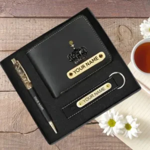 Genuine Wallet with Pen and Keychain (Black) – A Stylish & Functional Gift Set