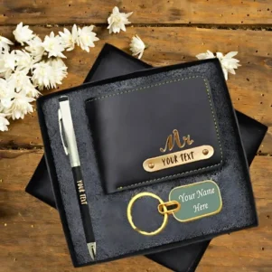 Unique 1 Wallet, 1 Steel Keychain, 1 Metal Pen Set